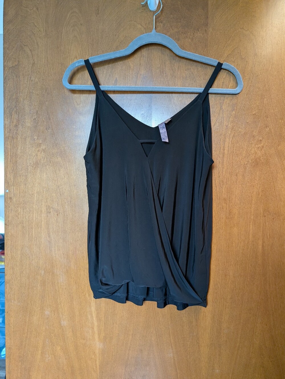 Alya Black V-Neck Tank Top with Back Strap Detail